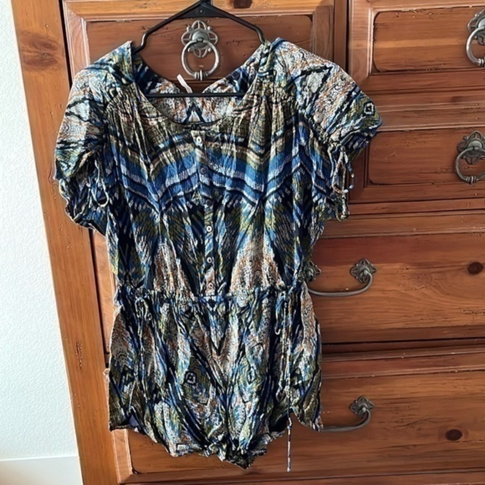 Free People Green and Blue Romper Size Small NWOT